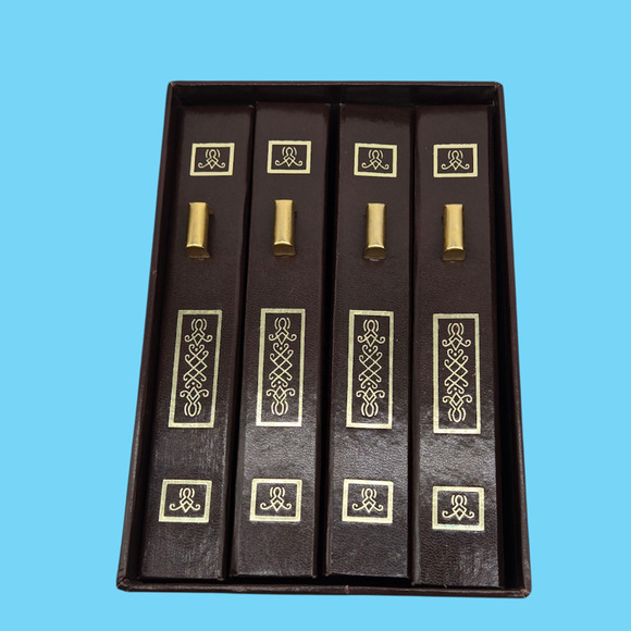 Mid Century Photo Album Set for 3x5 Photos (Embossed Spines with Gold Handles) - Picture 6 of 15